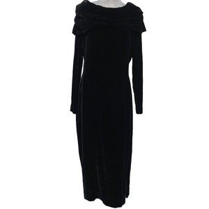 Velvety long black maxi goth look dress size 10